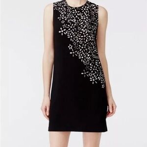 Calvin Klein Black Sheath Dress with Laser Cut Floral Pattern Size 6